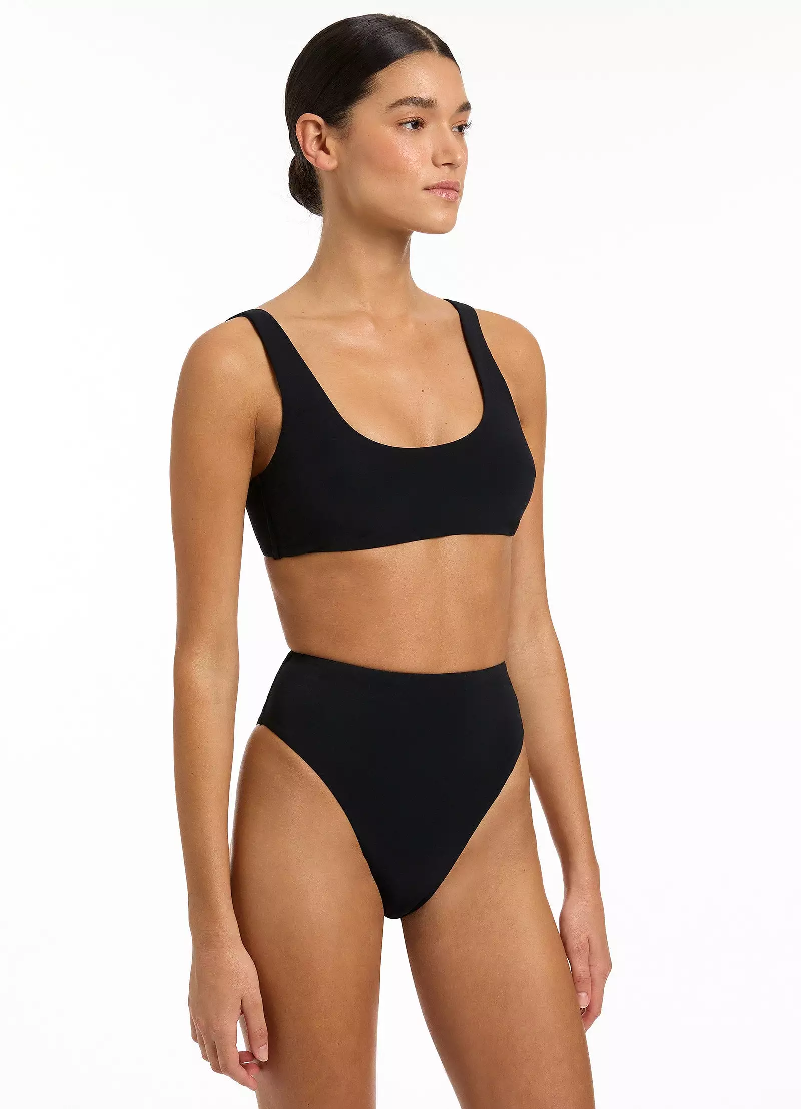 Jetset High Waisted Bikini Bottom - Black