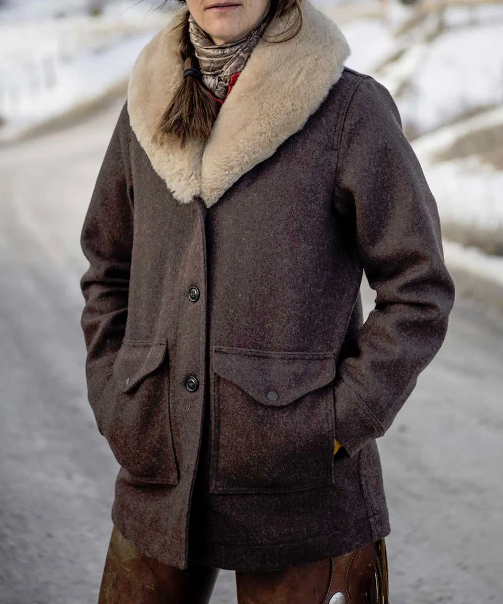 Kelly Reilly Yellowstone Shawl Collar Coat