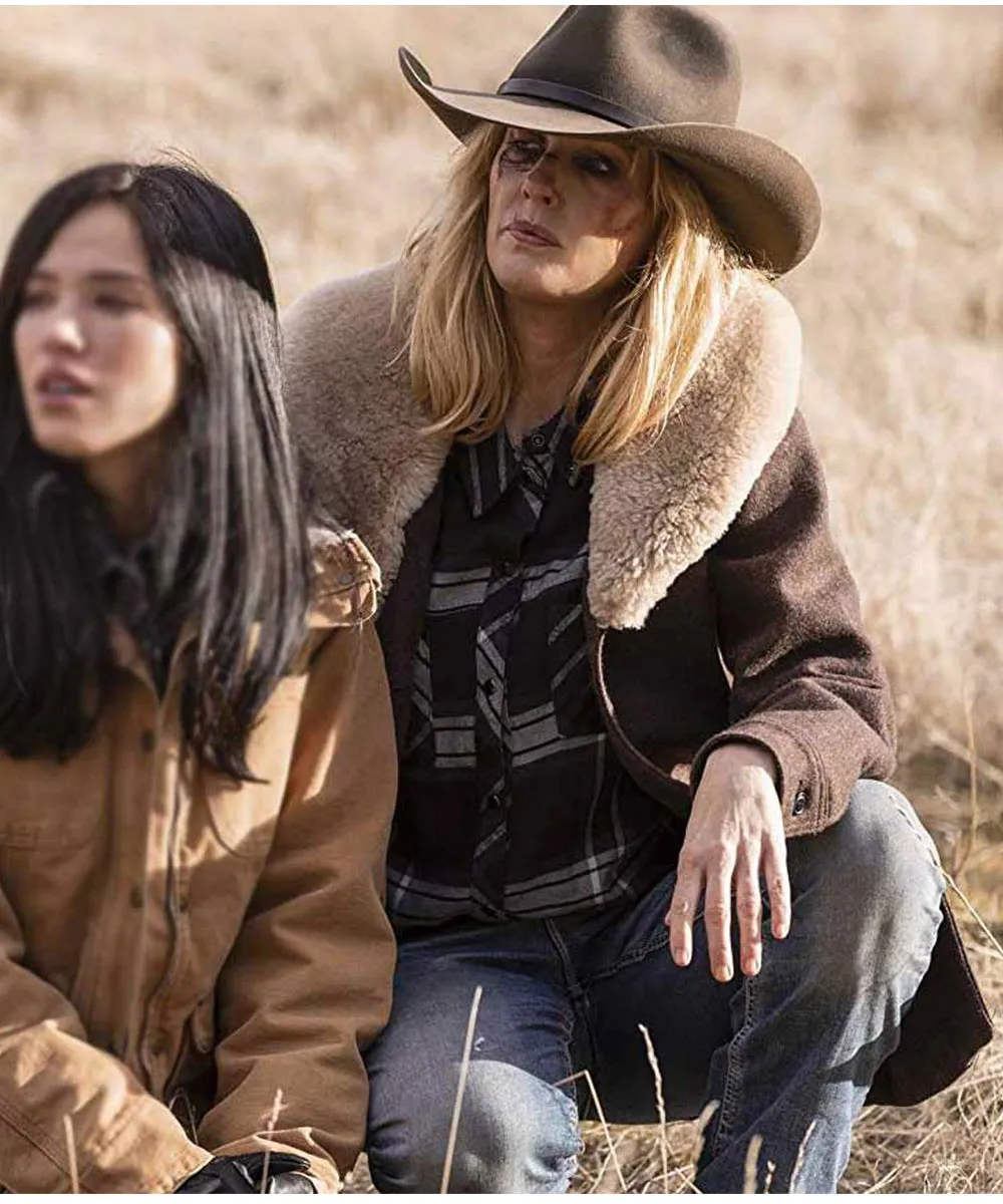 Kelly Reilly Yellowstone Shawl Collar Coat