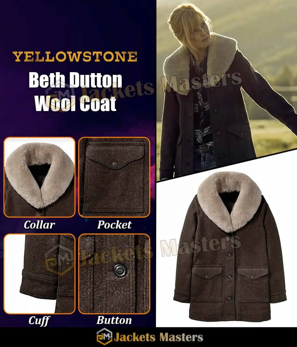 Kelly Reilly Yellowstone Shawl Collar Coat