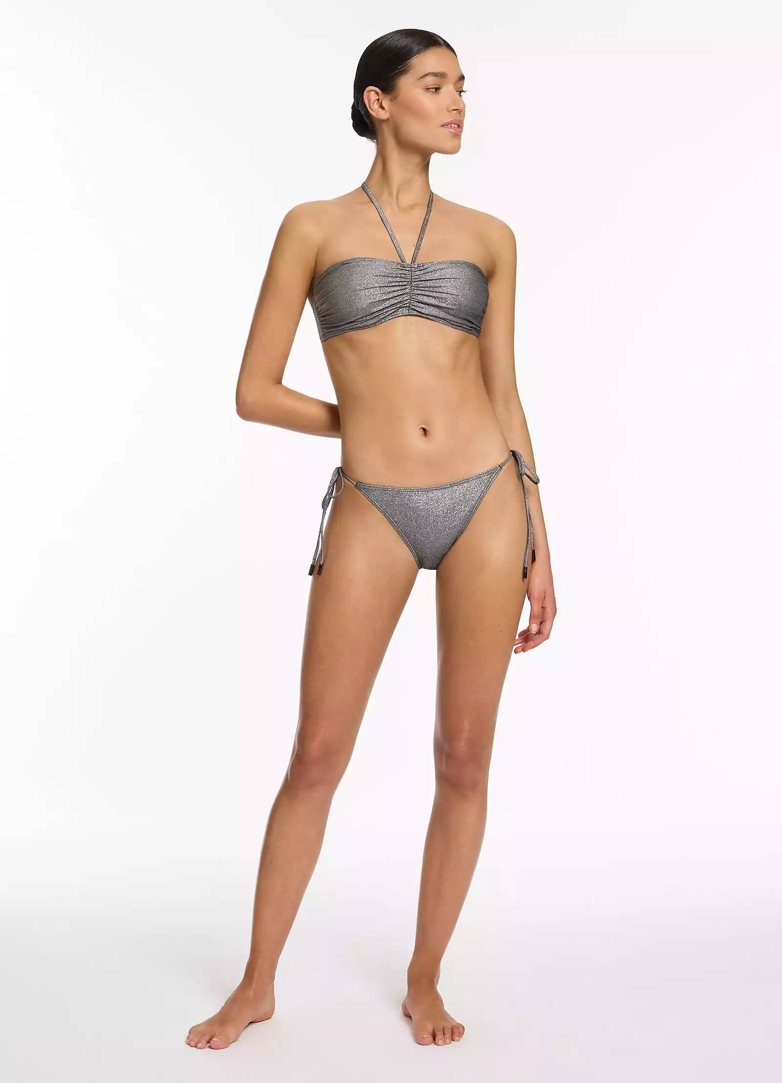 Lumen Tie Side Hipster Bikini Bottom - Silver