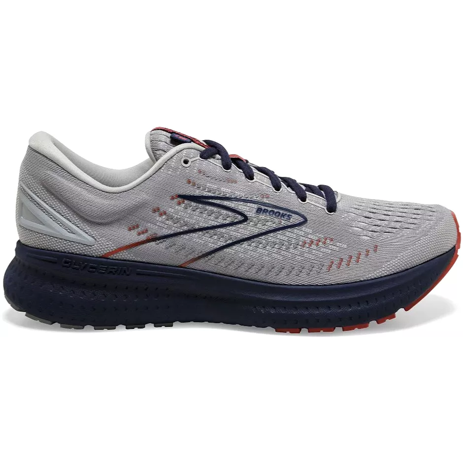 Men's Brooks Glycerin 19, Grey/Alloy/Peacoat, 12.5 D Medium