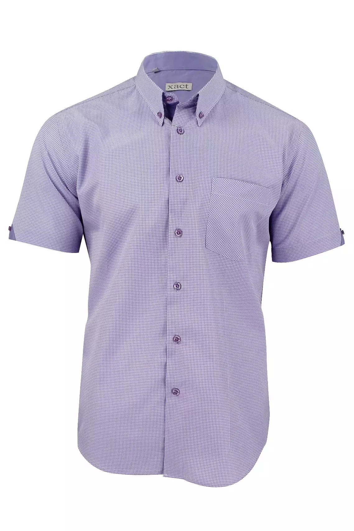 Mens Short Sleeved Shirt by Xact Clothing Micro Gingham Check