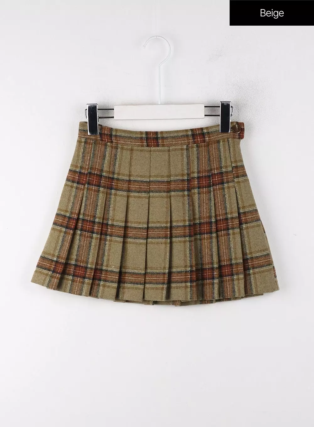 Mid Waist Pleated Check Zip Mini Skirt OJ302