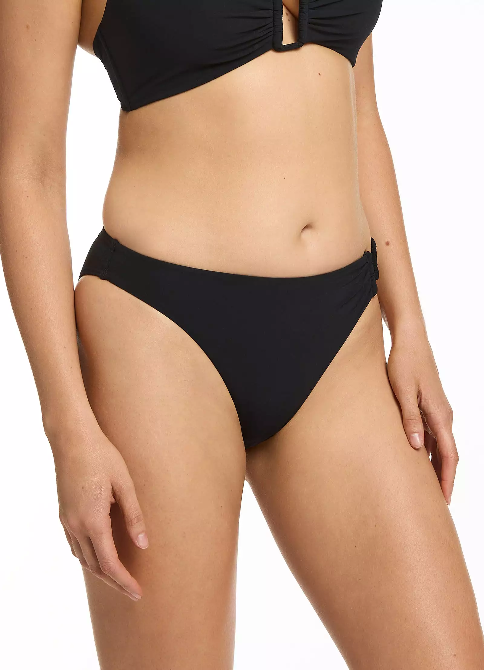 Midnight Tropical High Leg Bikini Bottom - Black