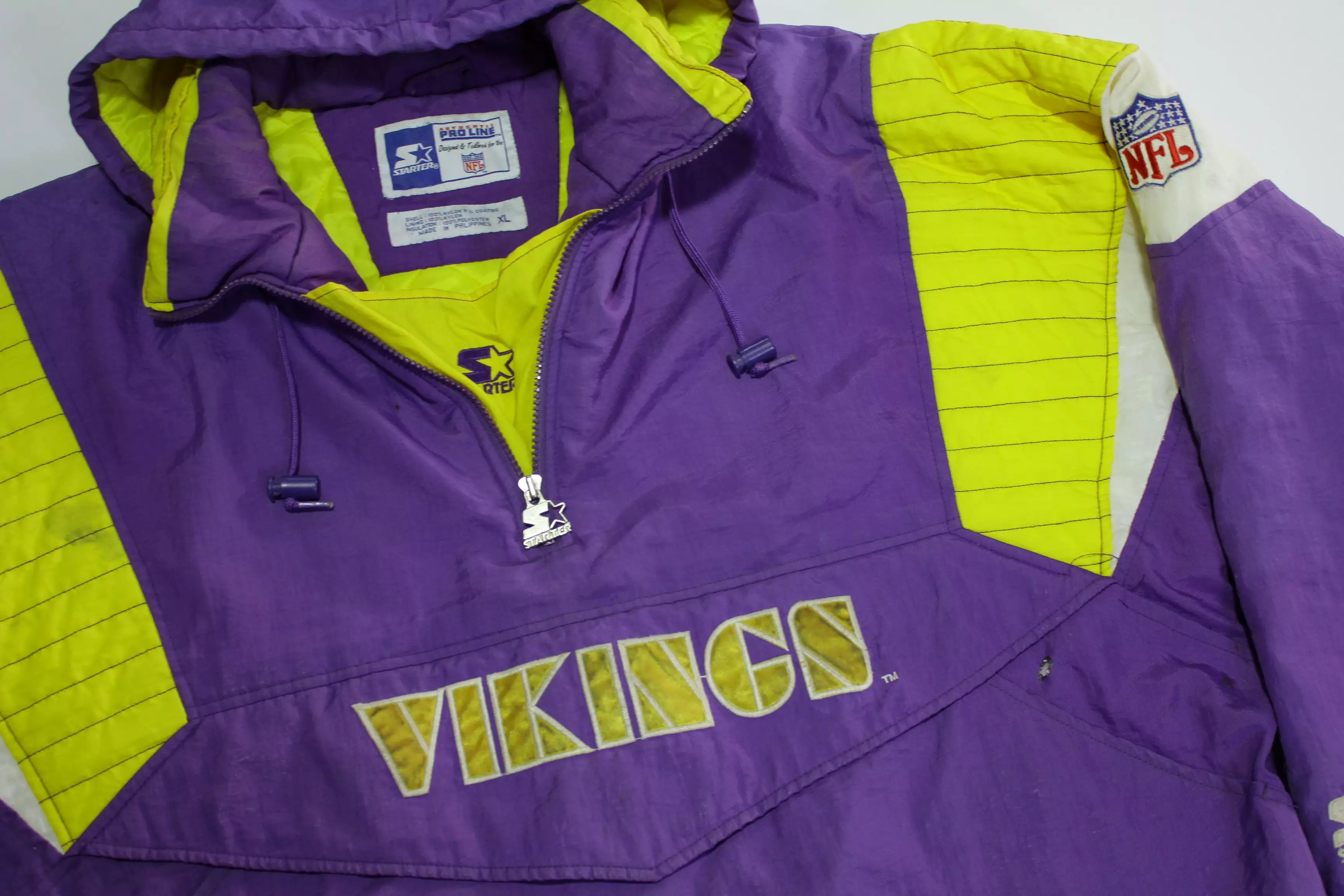 Minnesota Vikings Pro Line Vintage Pullover Distressed Parka Starter Hooded Jacket