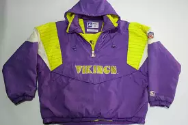 Minnesota Vikings Pro Line Vintage Pullover Distressed Parka Starter Hooded Jacket