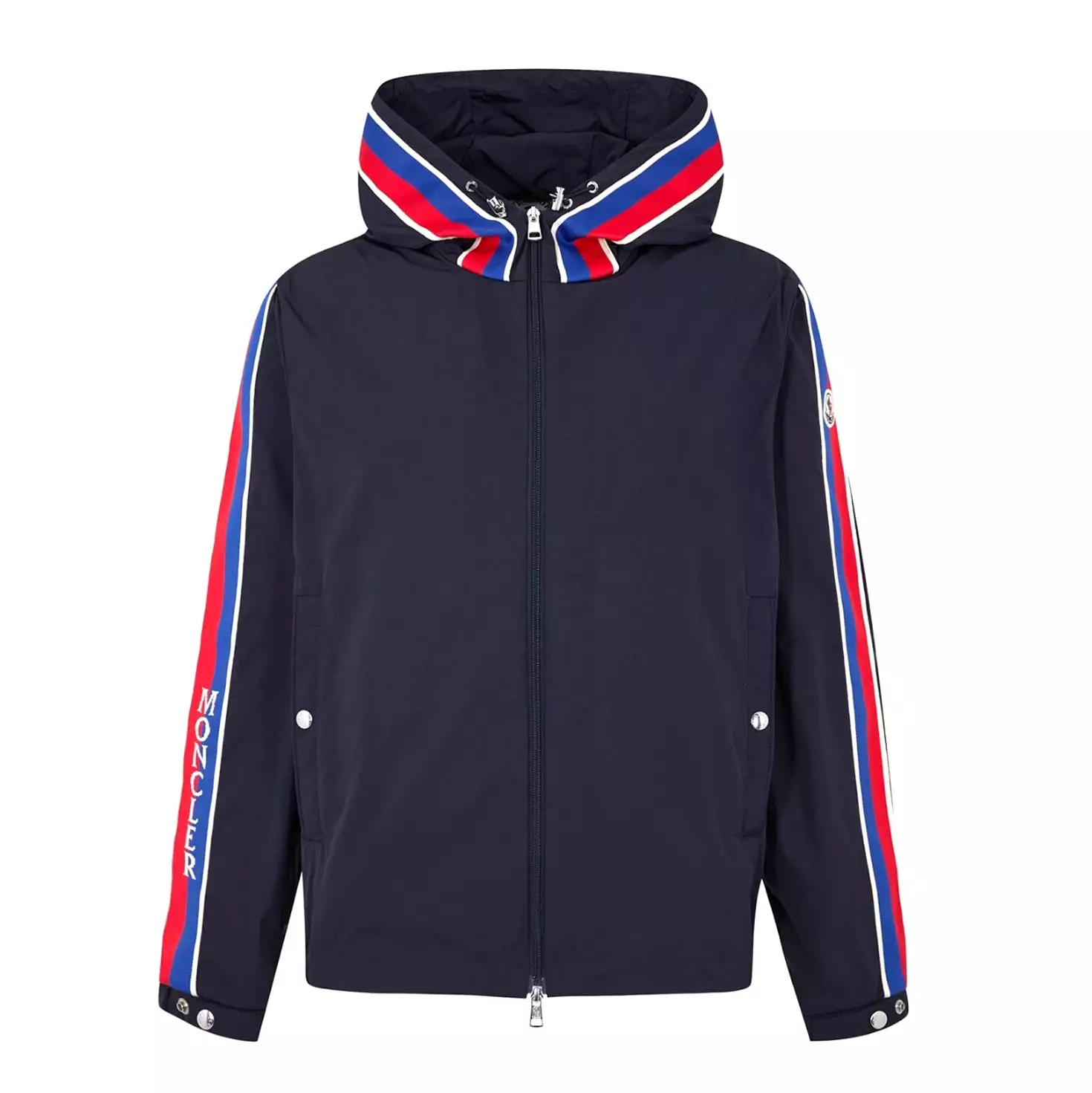 MONCLER RUKBAT LOGO-JACQUARD HOODED WINDBREAKER NAVY BLUE