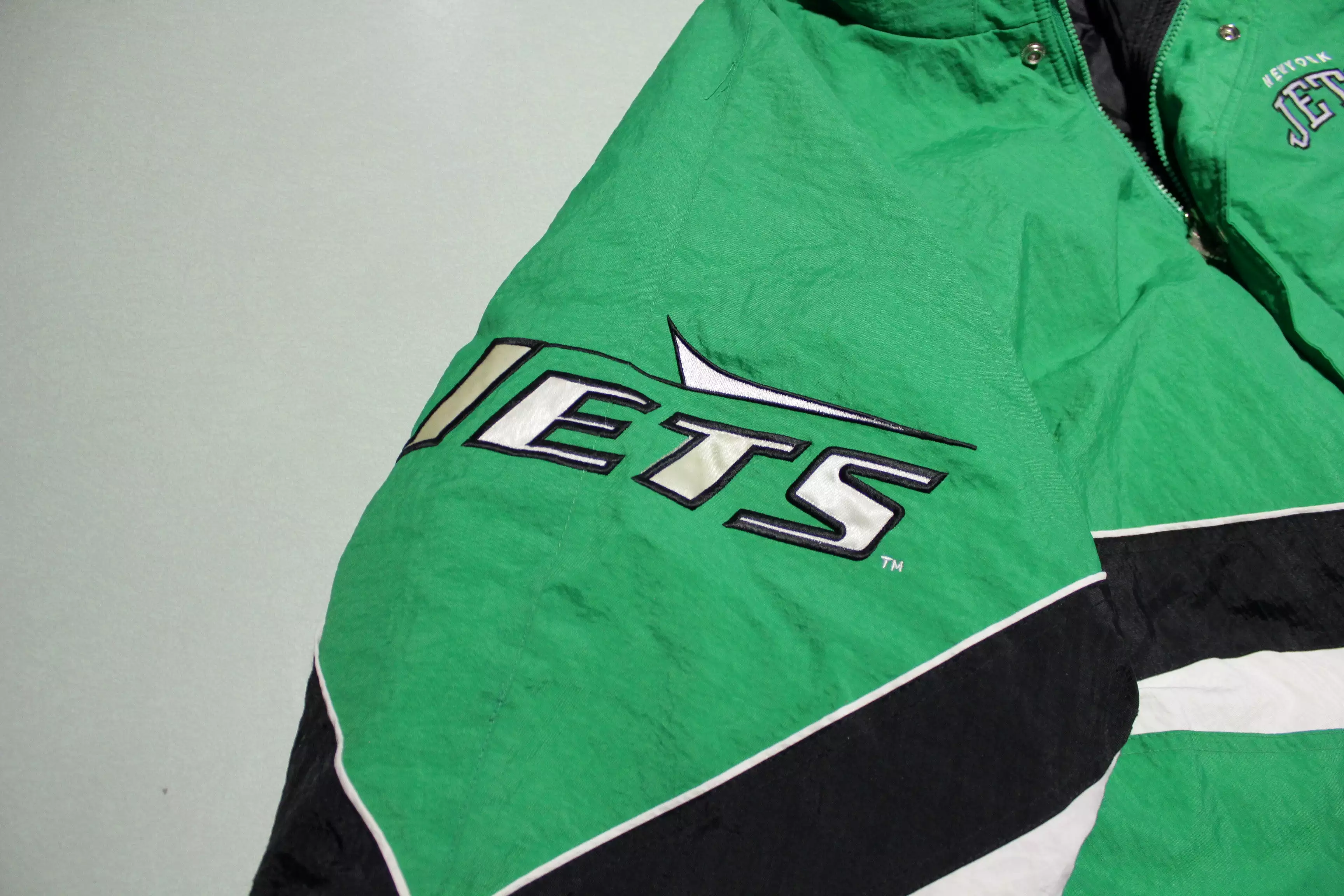 New York Jets Logo Vintage 90's Starter Zip Up Hoodie Parka Jacket