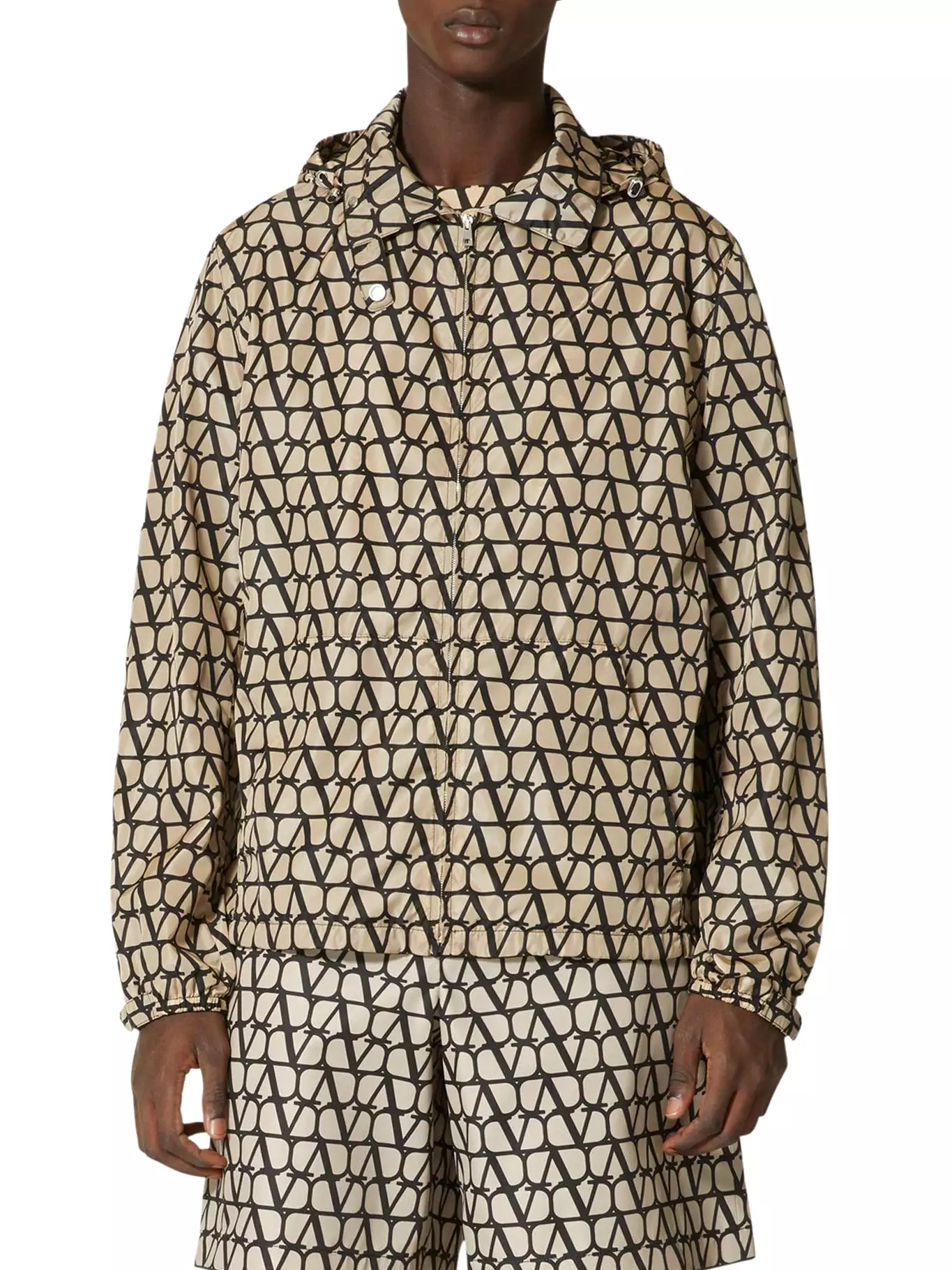 NYLON WINDBREAKER WITH ICONOGRAPH TOILE PRINT