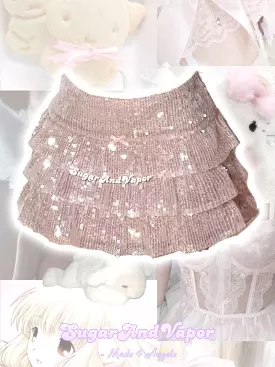 Odalys Bling Sequins Ruffle Mini Skirt