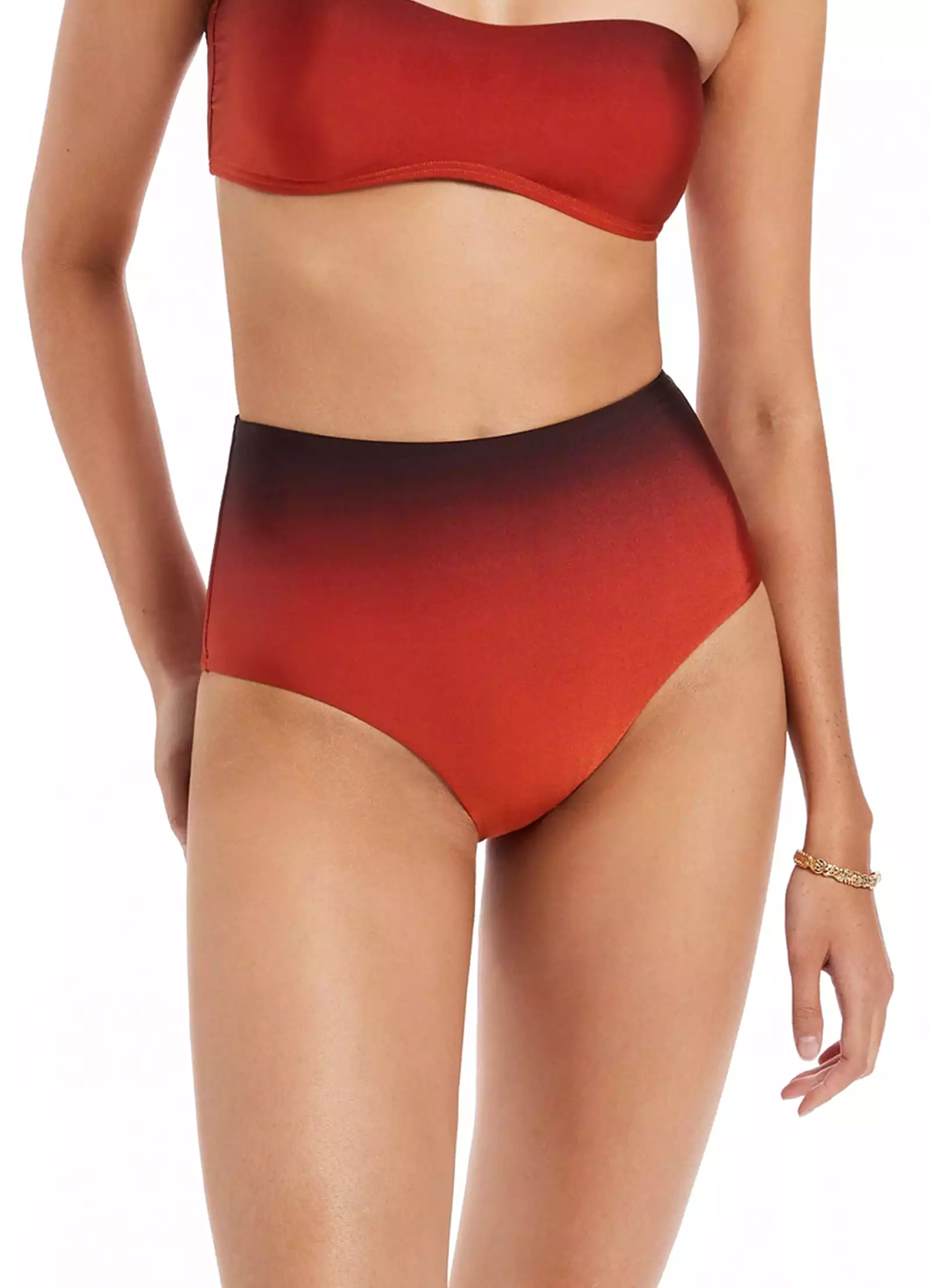 Oia Sunset High Waist Bikini Bottom - Burnt Orange