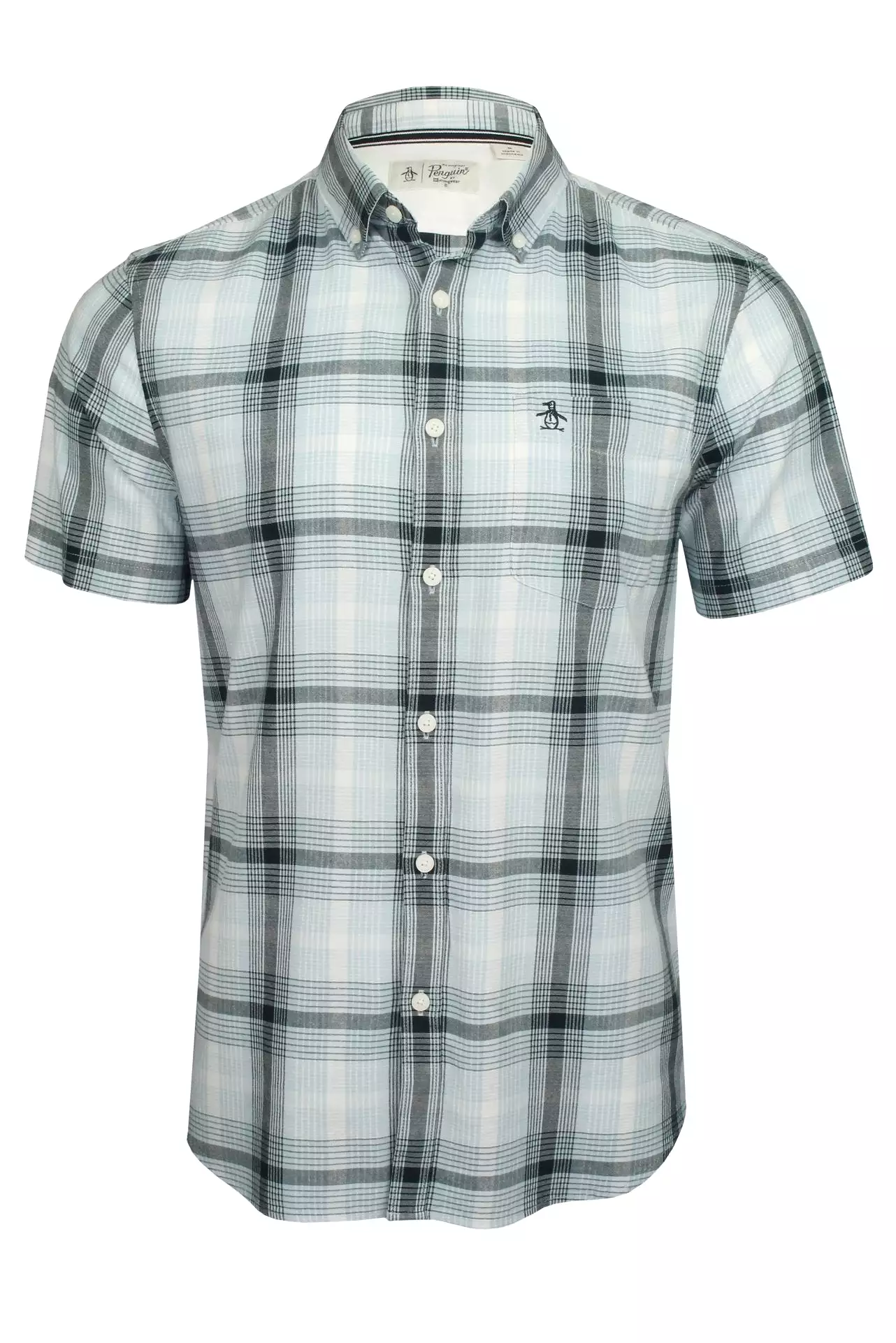 Original Penguin Mens Tonal Plaid Check Shirt - Short Sleeved