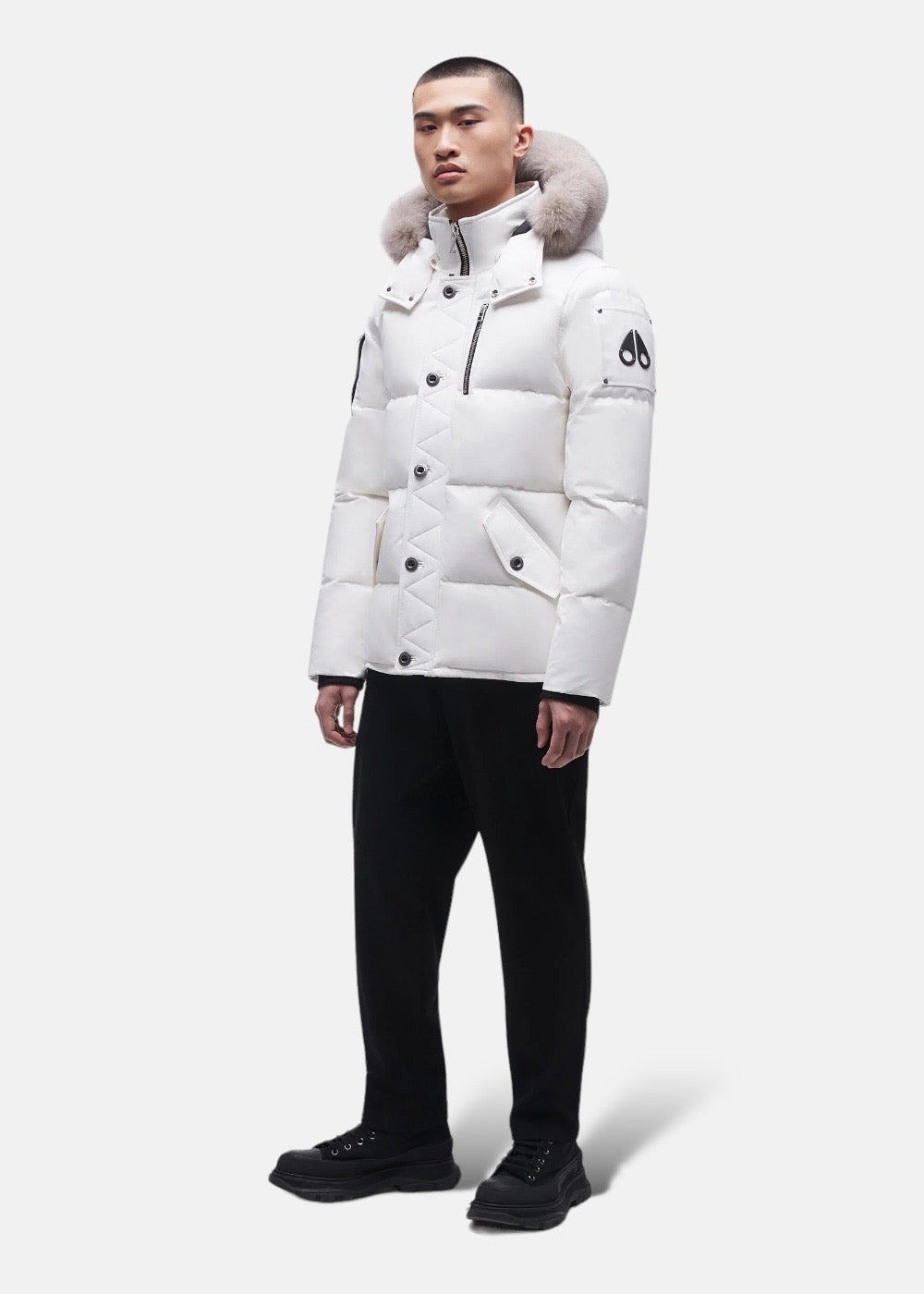 Parka Moose Knuckles 3Q blanc fourrure naturel