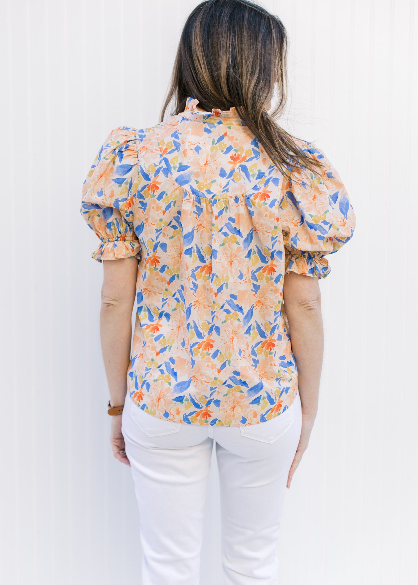 Peach and Blue Impressions Top