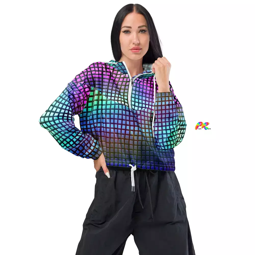 Pixelated Cropped Festival Windbreaker