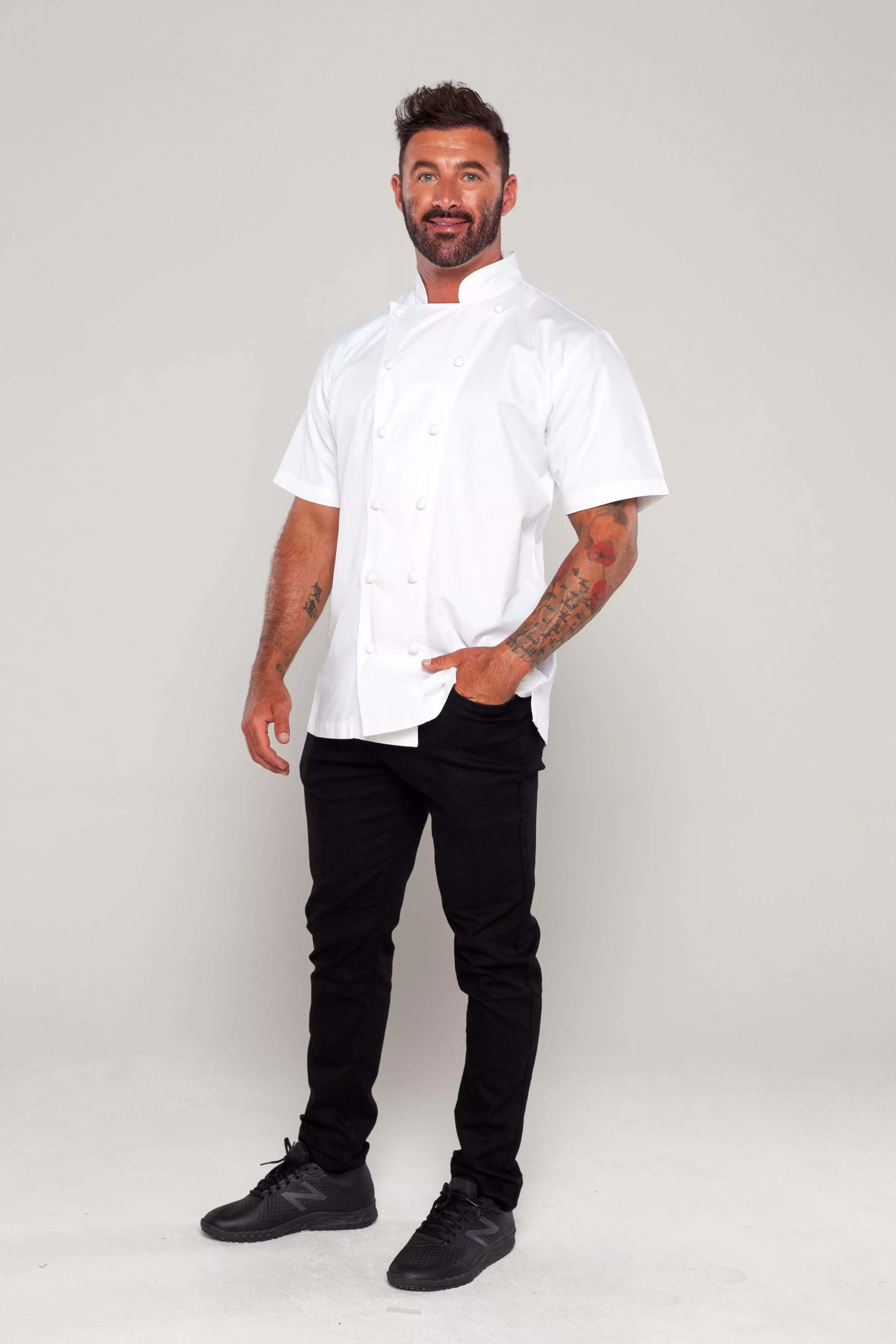 Press Chef jacket white with hand rolled cotton button