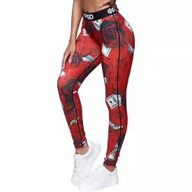 PSD 100 Roses Legging Women's Pants (Refurbished, Without Tags)