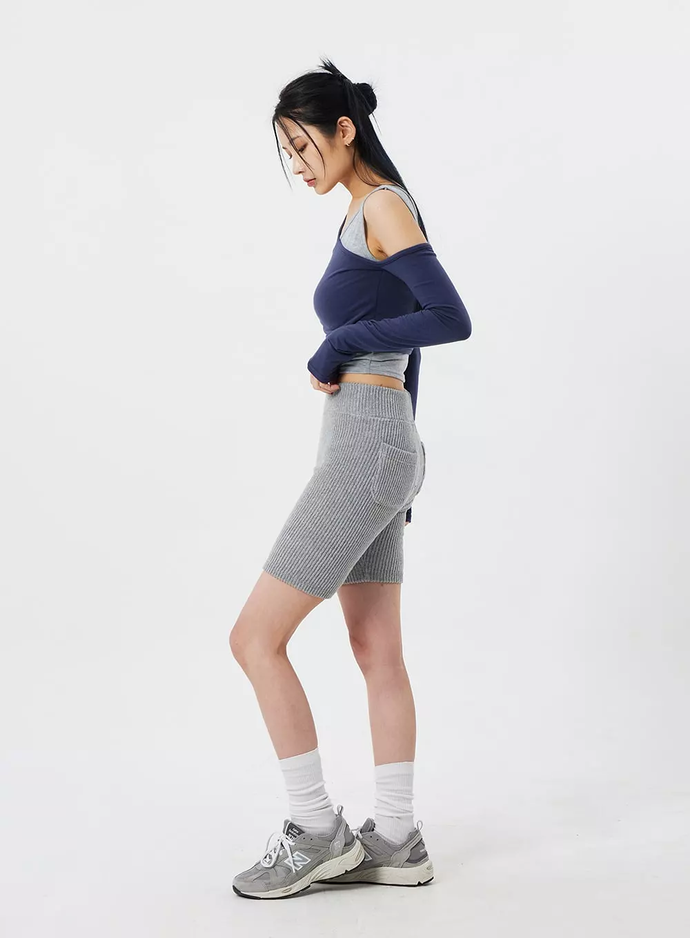 Ribbed Knit Bike Shorts CF322