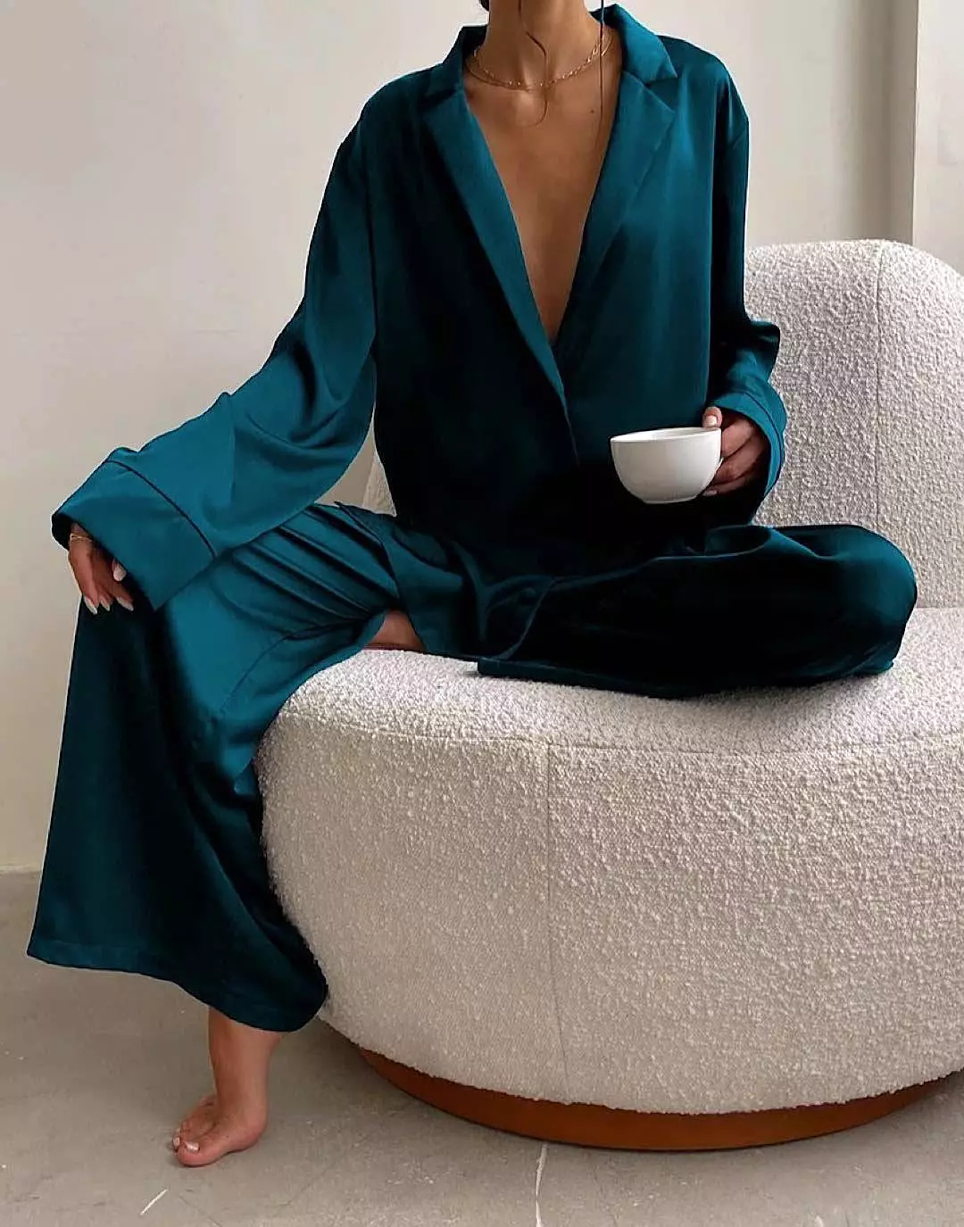 Silky Top and Long Pants Pyjama Set