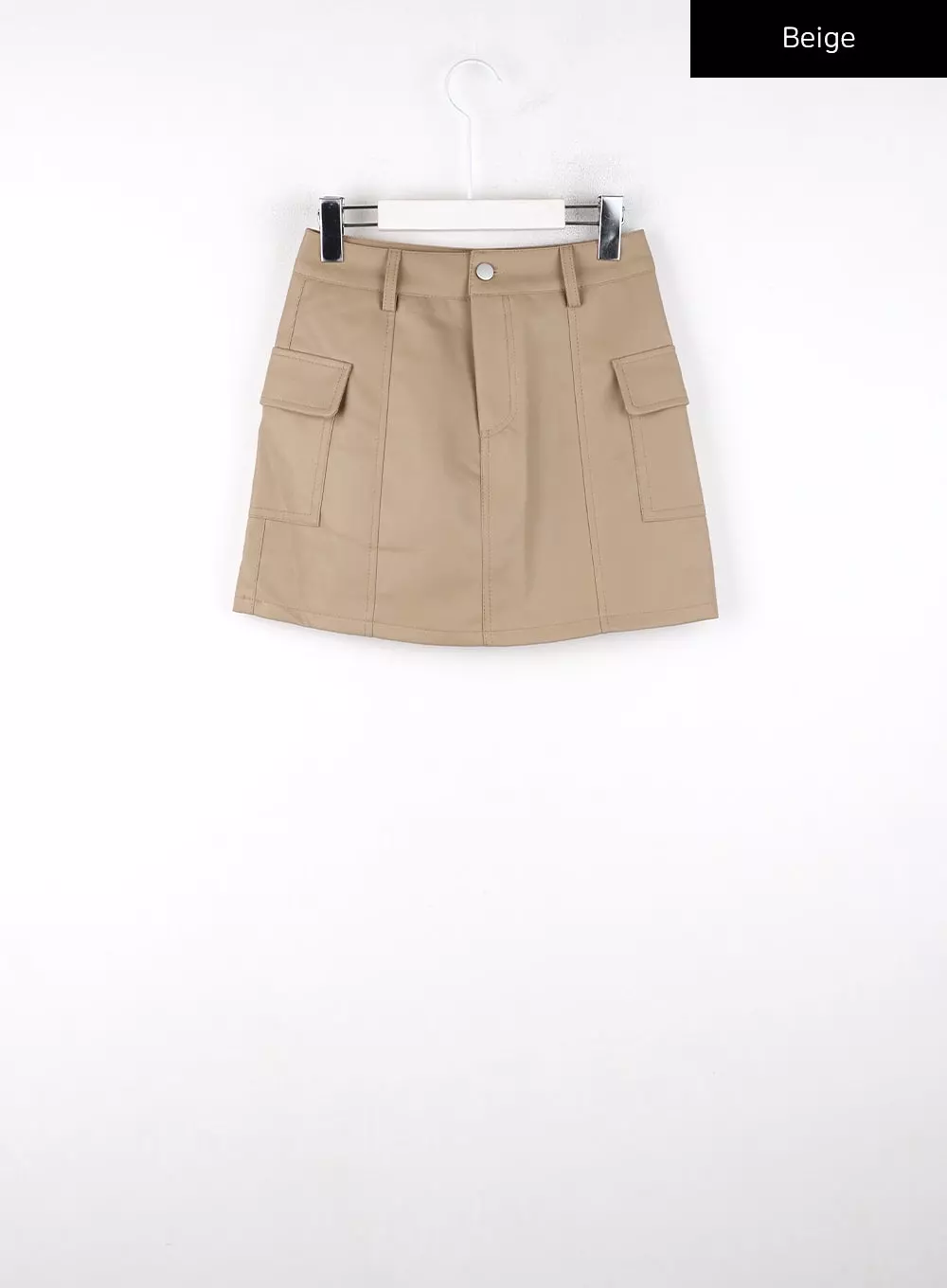 Solid Faux Leather Pocket Mid Waist Mini Skirt CD328