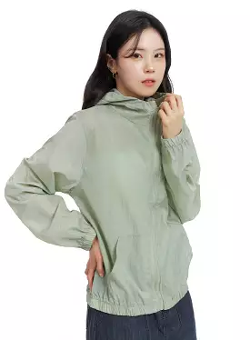 Solid Hooded Zipper Pocket Windbreaker OM419