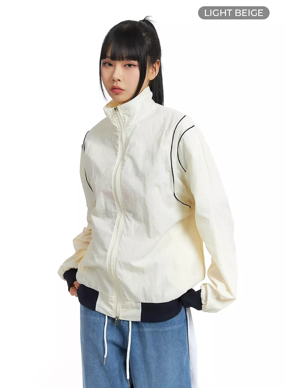 Stand Collar Solid Zipper Windbreaker (UNISEX) CM407