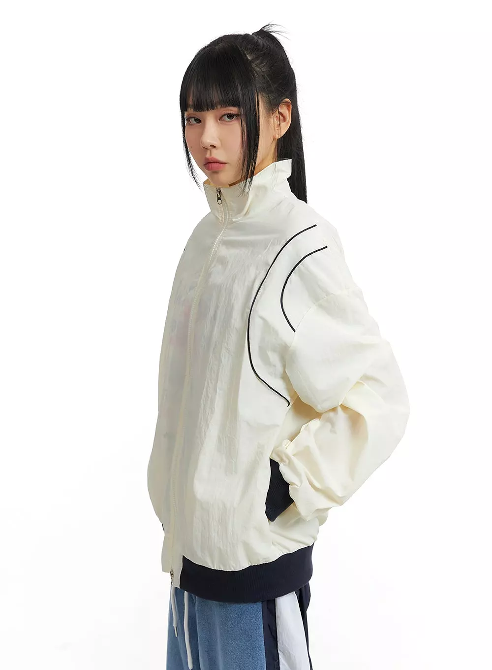 Stand Collar Solid Zipper Windbreaker (UNISEX) CM407