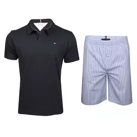 Tommy Hilfiger Mens T-Shirt & Ithaca Stripes Woven Shorts Pyjama/ Set