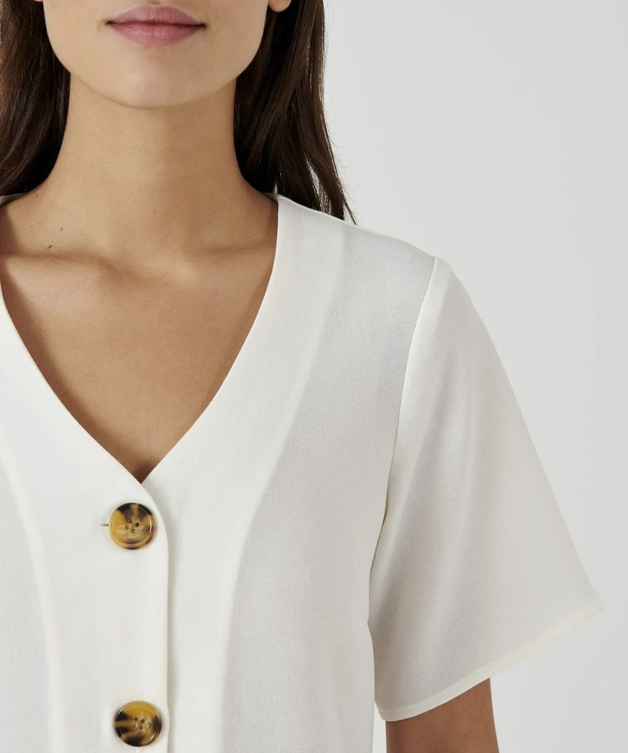 V-neck Button-front Blouse