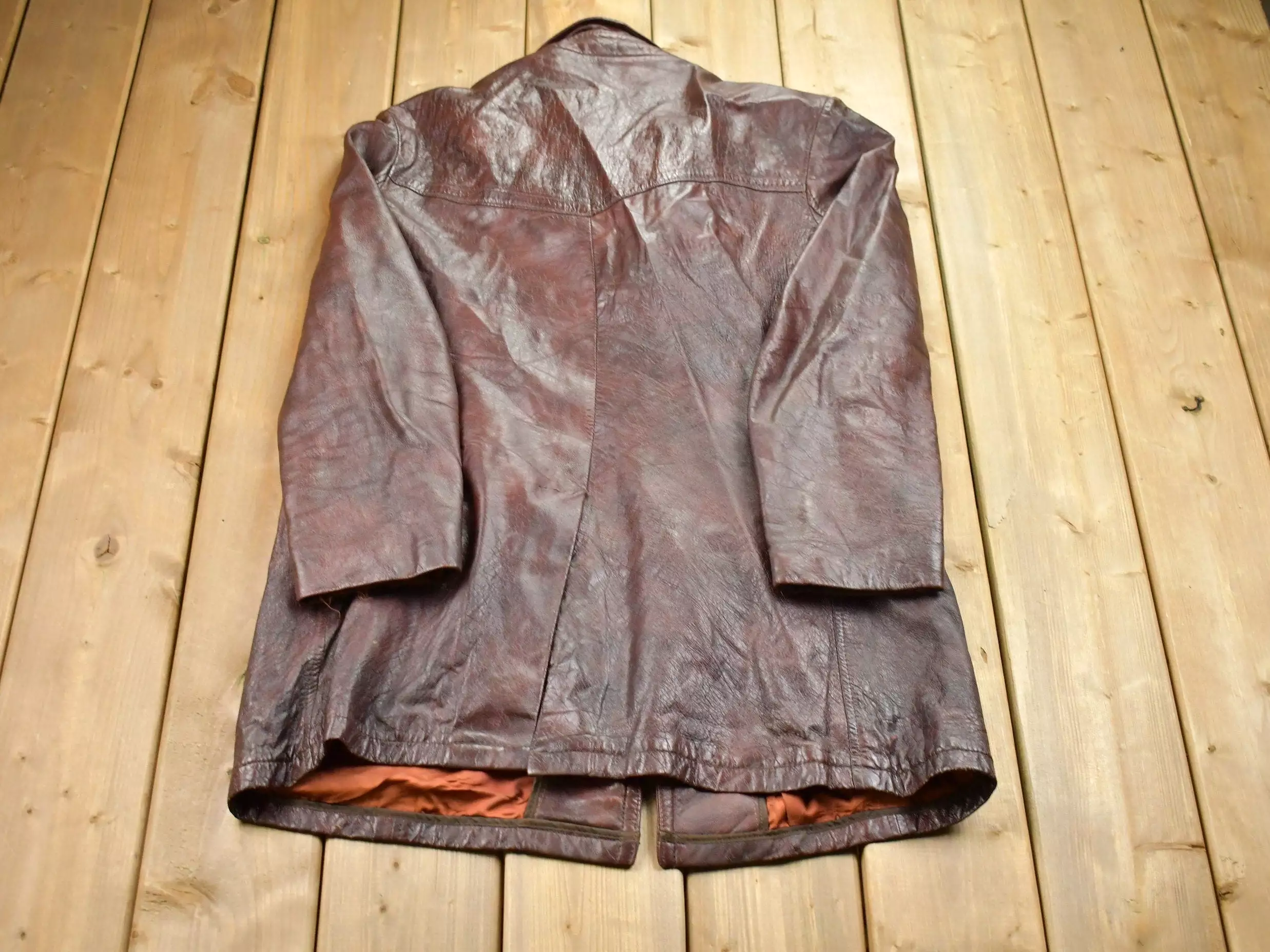 Vintage 1970s Leather Full Length Jacket / Fall Outerwear / Leather Coat / Winter Outerwear / Streetwear Fashion / Red Leather