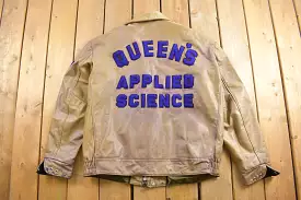 Vintage 1970s Queens Science Leather Jacket / Micheal Grad / Fall Outerwear / Leather Coat / Winter Outerwear / True Vintage / P