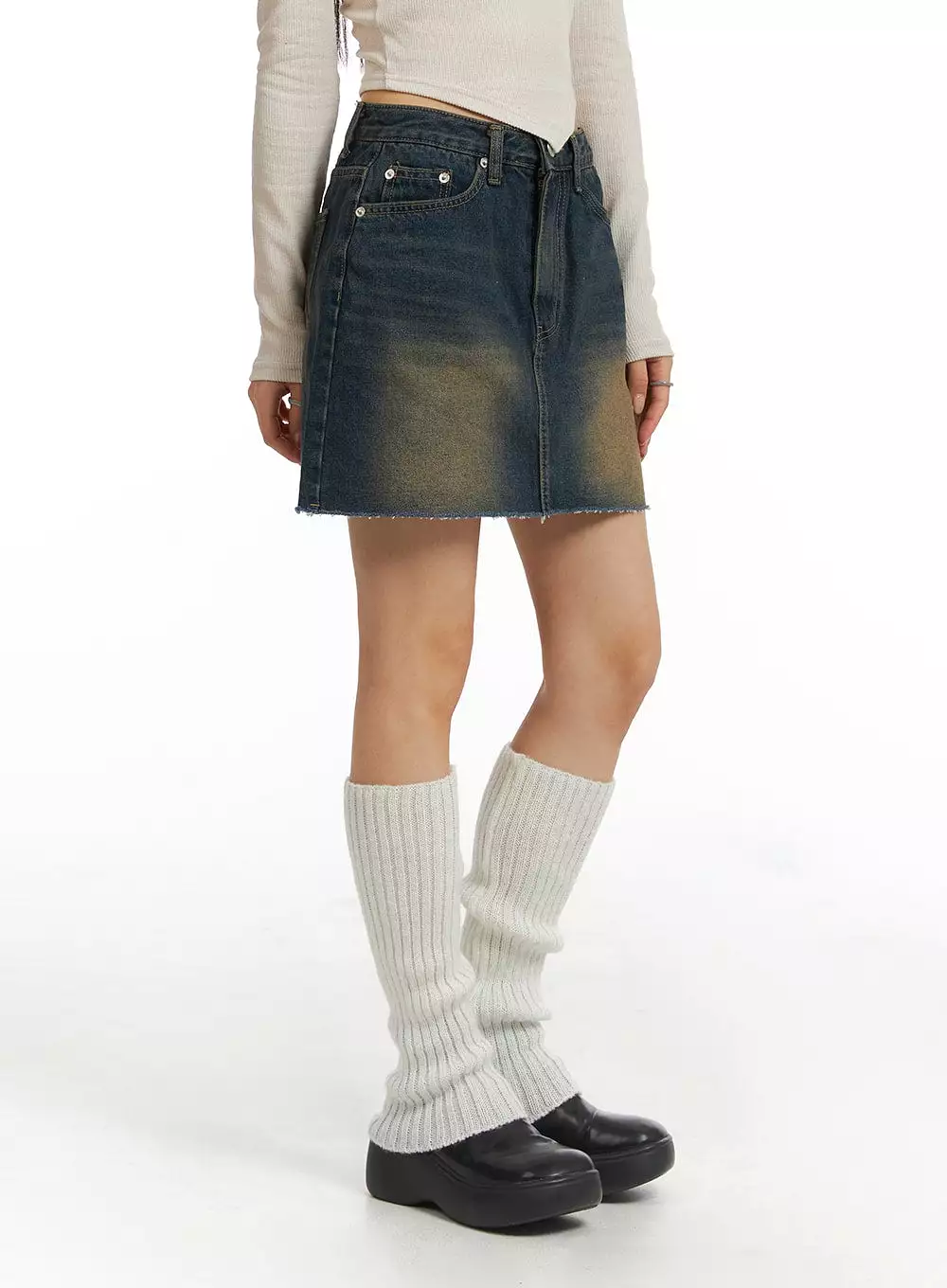 Washed Denim Mini Skirt CJ416