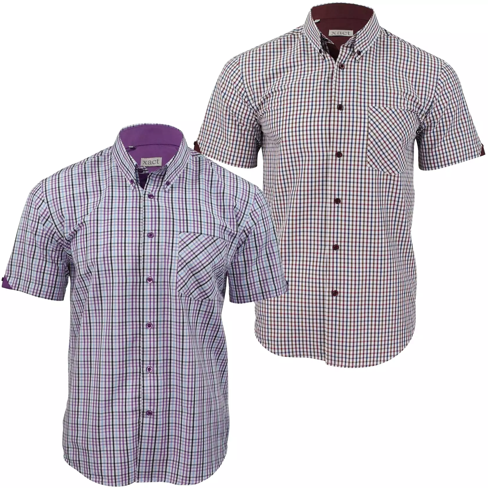 Xact Mens Check Shirt Short Sleeves