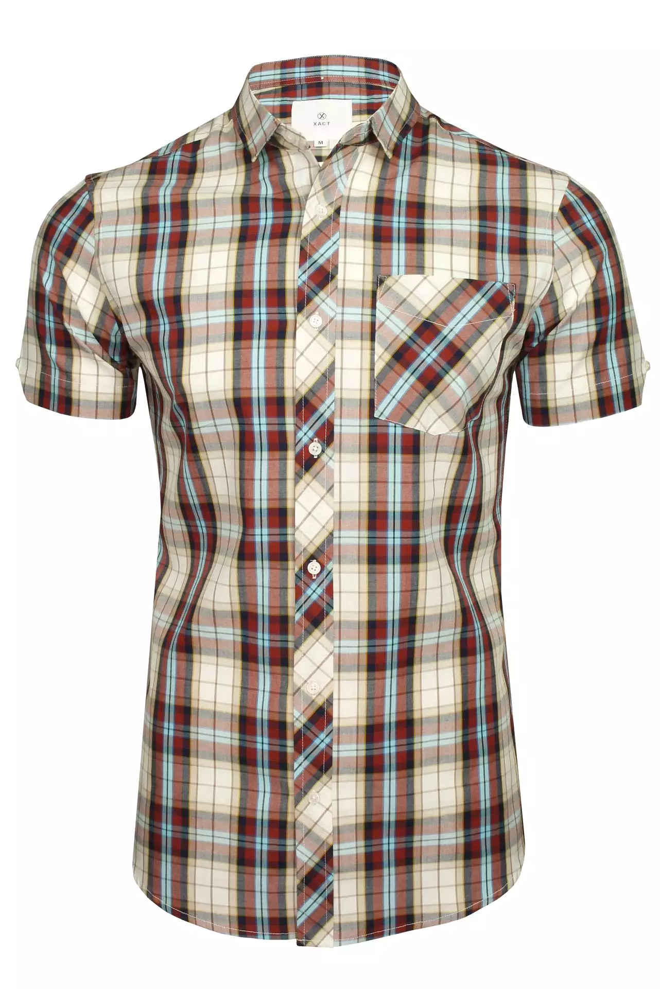 Xact Mens Cotton Checked Shirt - Short Sleeved