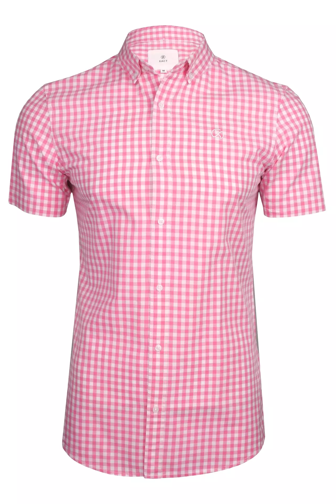 Xact Mens Cotton Gingham Check Shirt - Short Sleeved