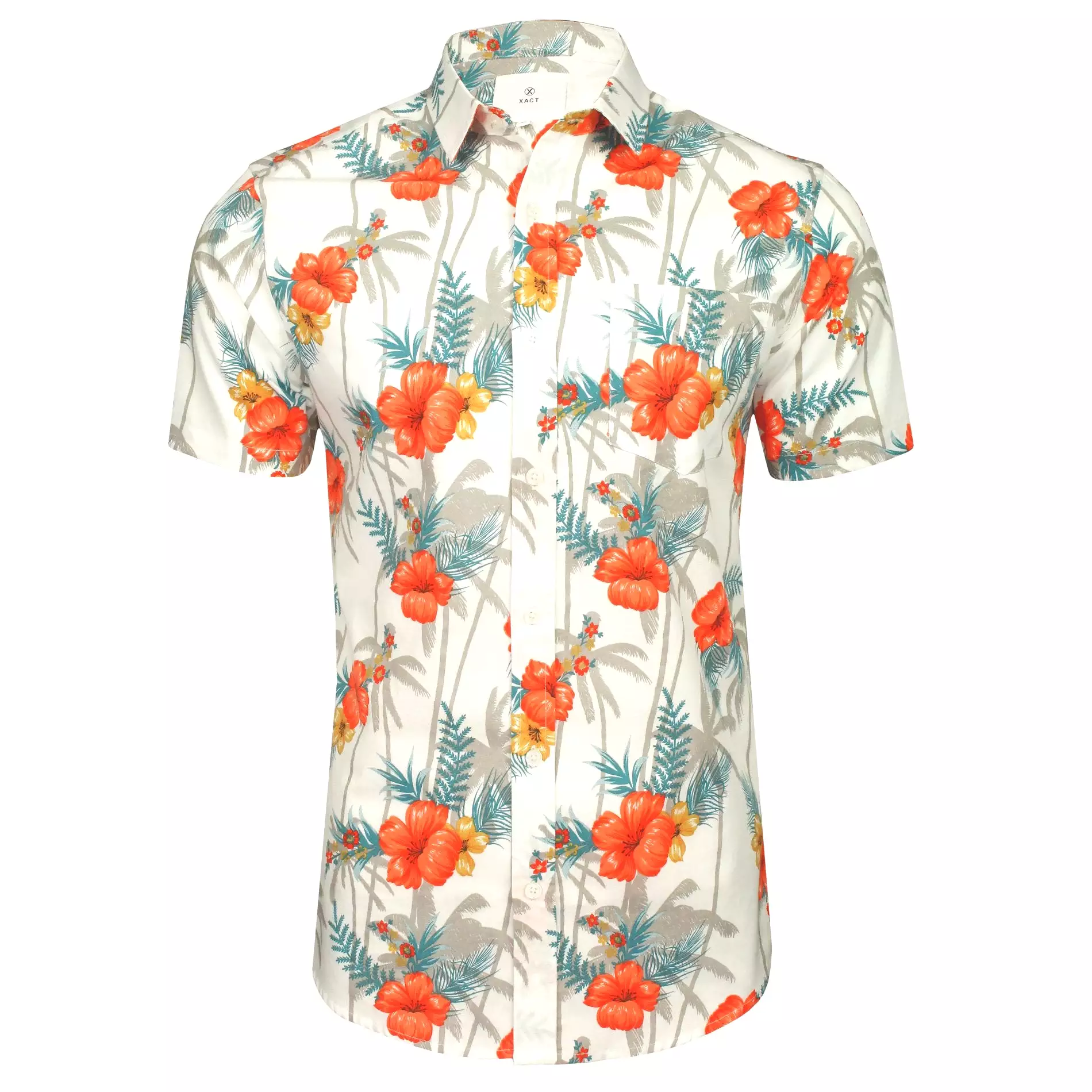 Xact Mens Cotton Hawaiian/ Floral Shirt - Short Sleeved