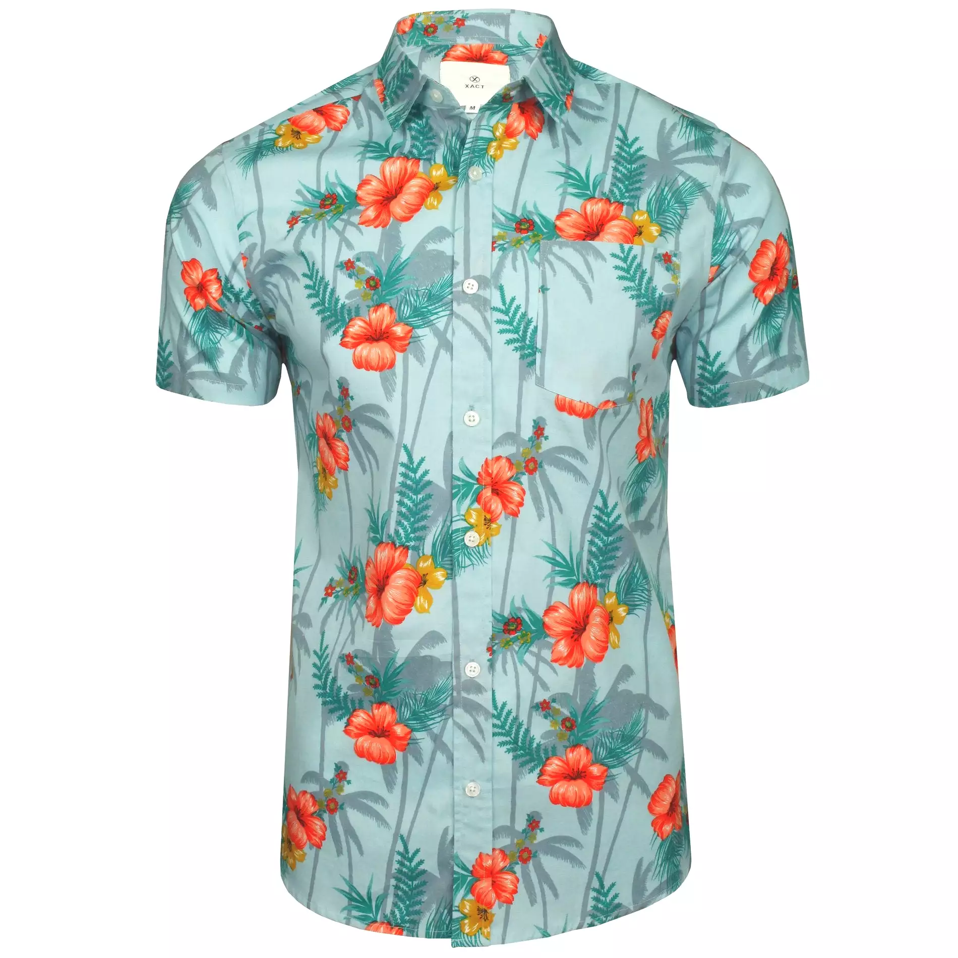 Xact Mens Cotton Hawaiian/ Floral Shirt - Short Sleeved