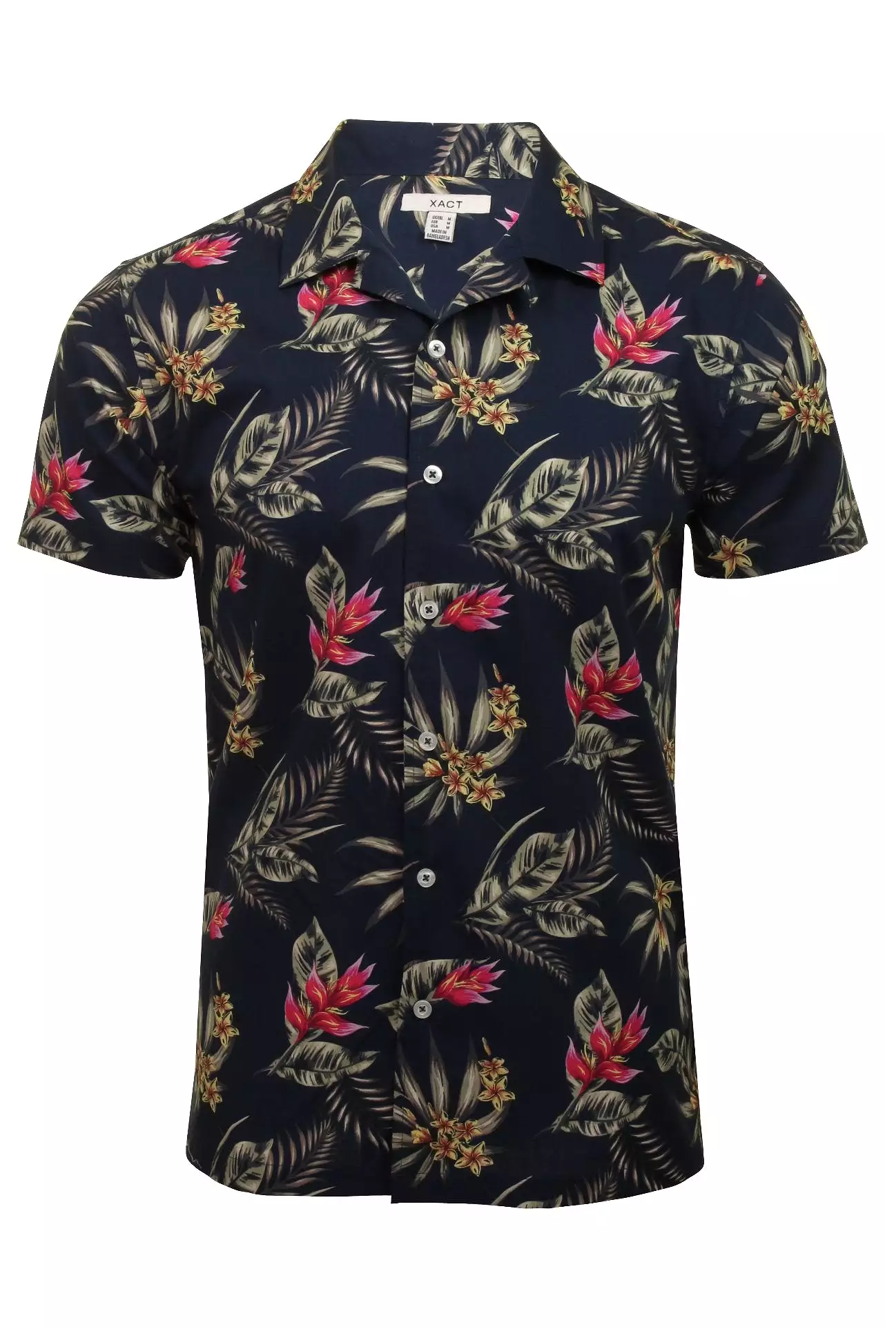 Xact Mens Floral Hawaiian Shirt  Short Sleeved