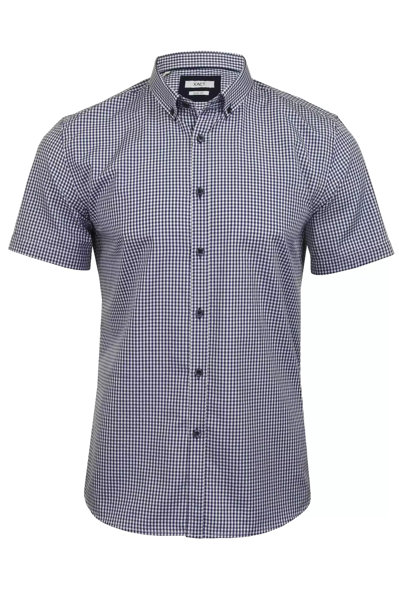 Xact Mens Short Sleeved Gingham Check Shirt - Slim Fit