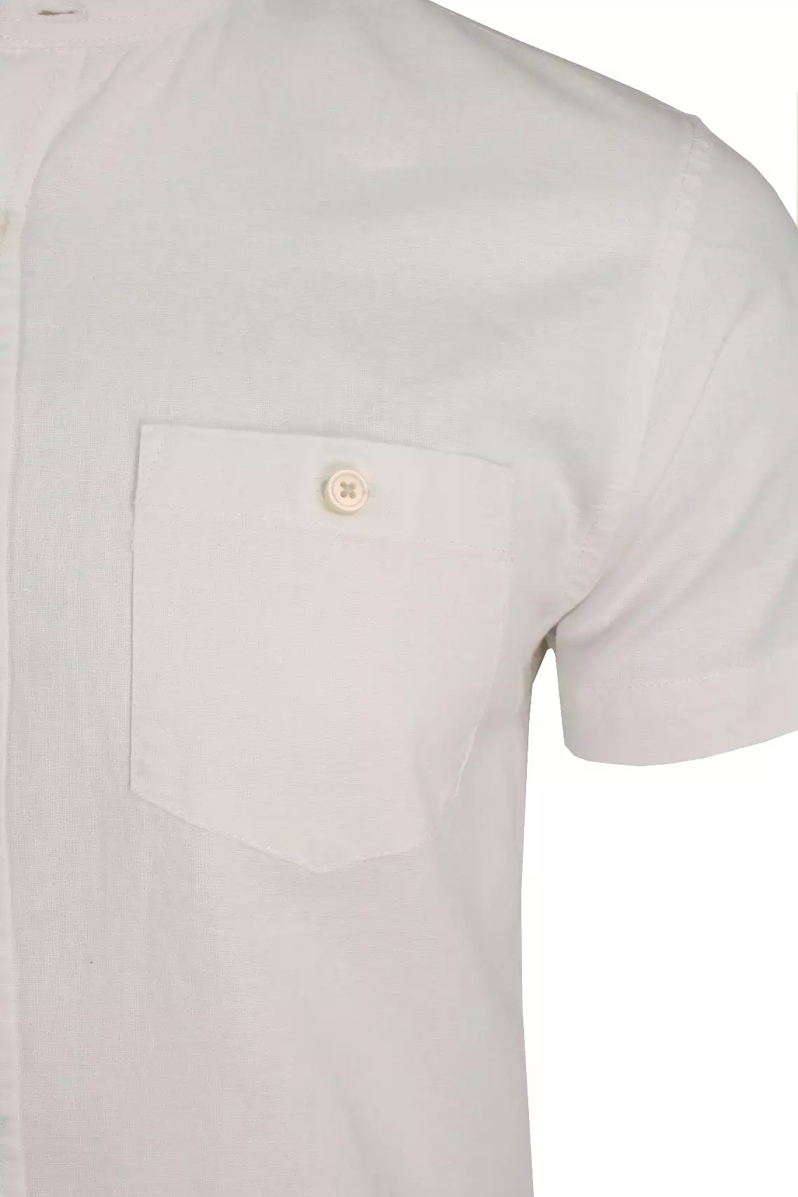 Xact Mens Short Sleeved Linen Mix Grandad Nehru Shirt